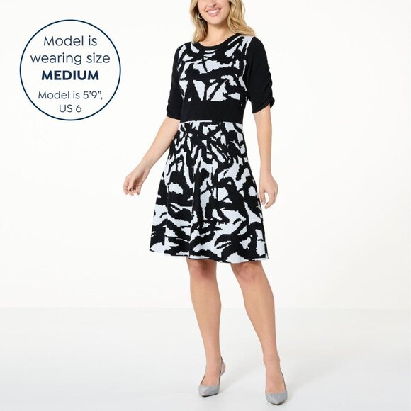 VG by Victor Glemaud Women's Plus Ribbed Waist Patterned Knit Sweater Dress 2X - Picture 7 of 7